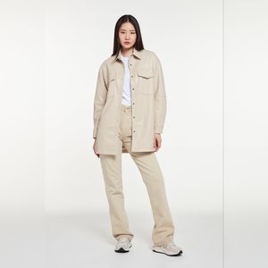NWT APPARIS Riley faux leather shacket, cream xs